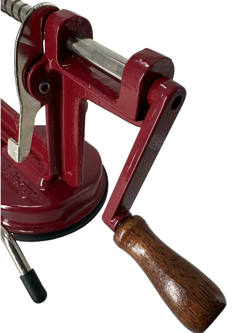 Back To Basics “Peel Away” Apple Peeler Corer Slicer Red Hand Crank With Box